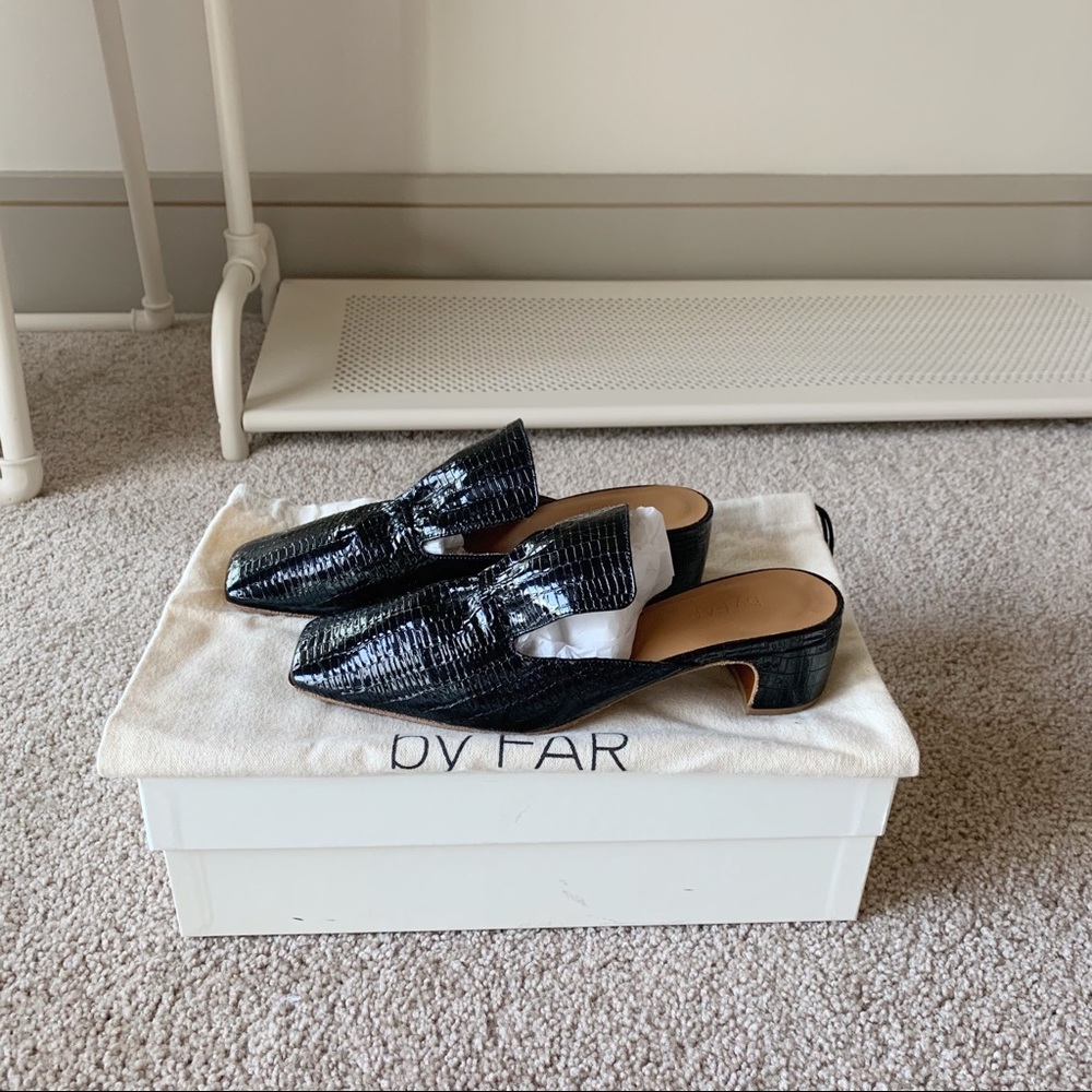 By Far Alexa Mule Black Lizard Patent